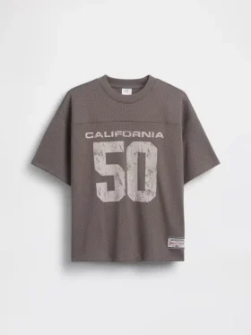 Dziecięcy T-shirt z siateczki z nadrukiem w stylu oversize