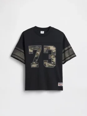 Dziecięcy T-shirt z siateczki z nadrukiem w stylu oversize