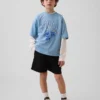 Dziecięcy T-shirt z siateczki z nadrukiem w stylu oversize