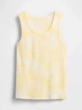 Dziecięcy top bez rękawów z prążkowanego materiału w stylu tie-dye