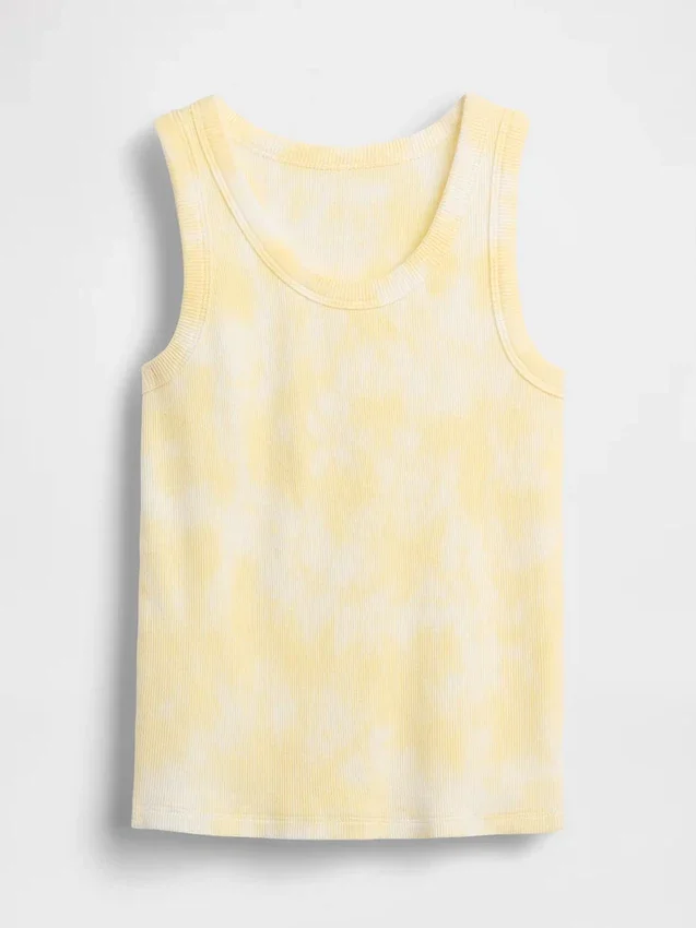 Dziecięcy top bez rękawów z prążkowanego materiału w stylu tie-dye