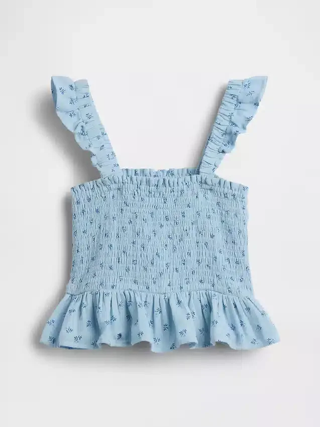 Dziecięcy top z gazy bawełnianej z marszczonym peplum