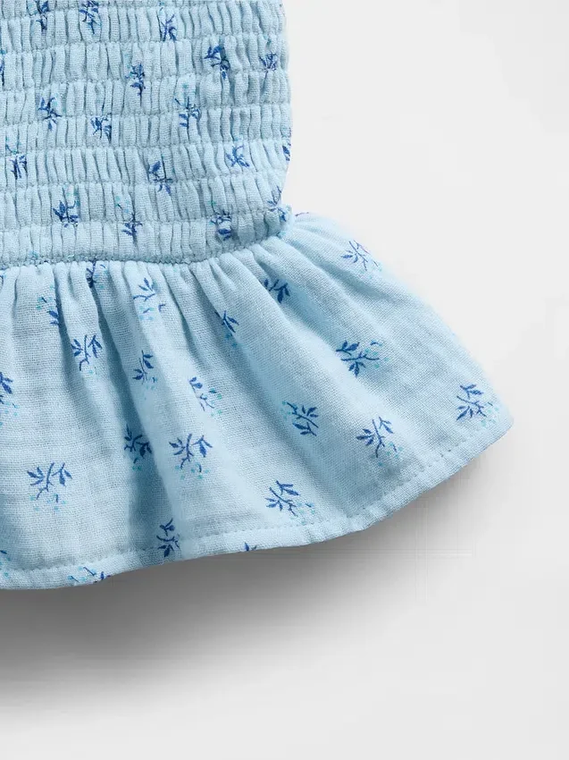 Dziecięcy top z gazy bawełnianej z marszczonym peplum