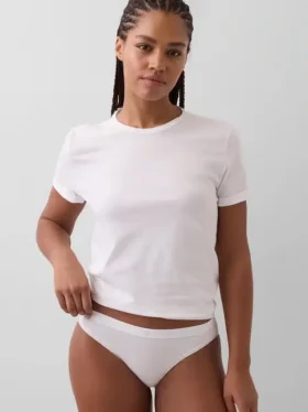 Elastyczne majtki bikini z bawełny organicznej z logo