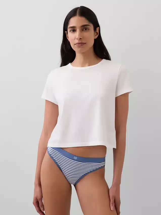Elastyczne majtki bikini z bawełny organicznej z logo