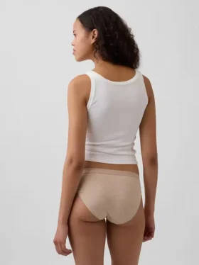 Elastyczne majtki bikini z bawełny organicznej z logo