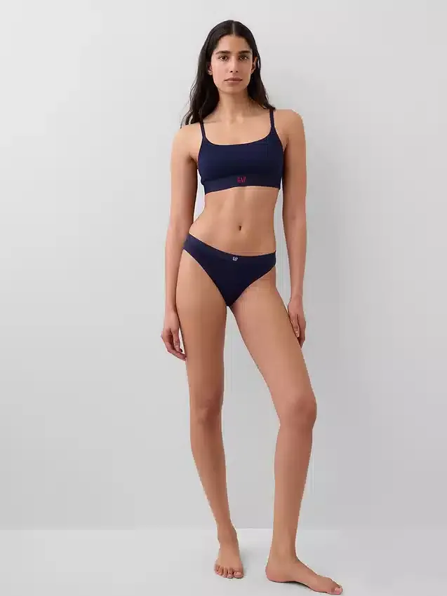 Elastyczne majtki bikini z bawełny organicznej z logo