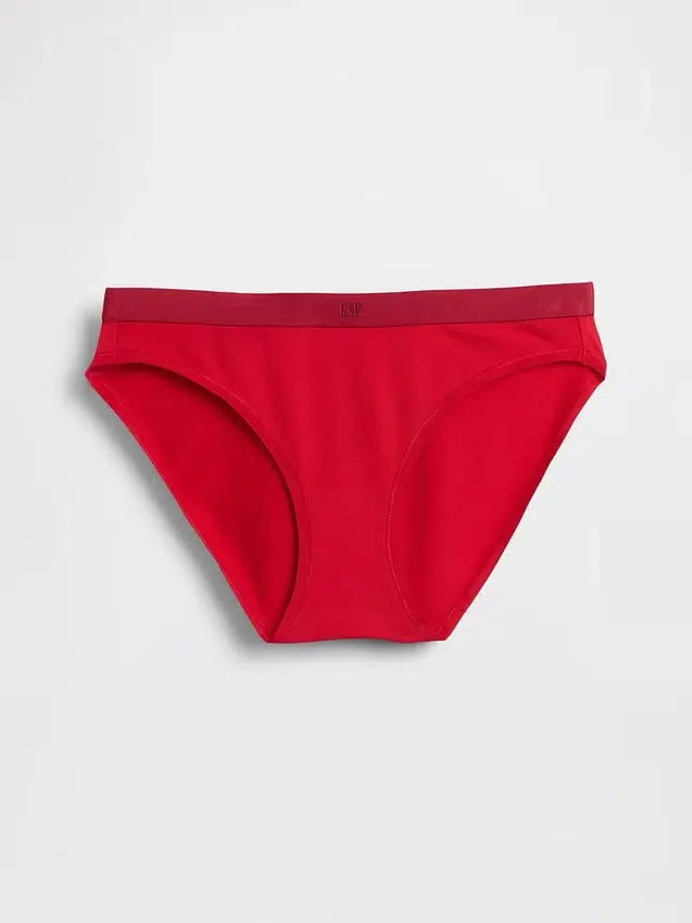 Elastyczne majtki bikini z bawełny organicznej z logo