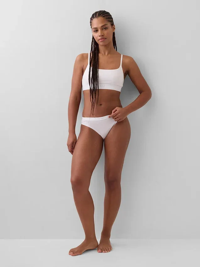 Elastyczne majtki bikini z bawełny organicznej z logo