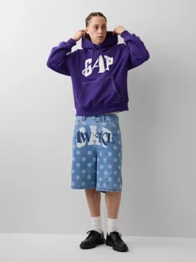 Gap × Awake Ny – bluza z kapturem z grubej dzianiny polarowej z nadrukowanym logo w stylu oversize