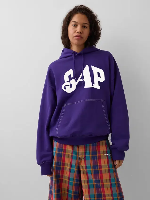 Gap × Awake Ny – bluza z kapturem z grubej dzianiny polarowej z nadrukowanym logo w stylu oversize