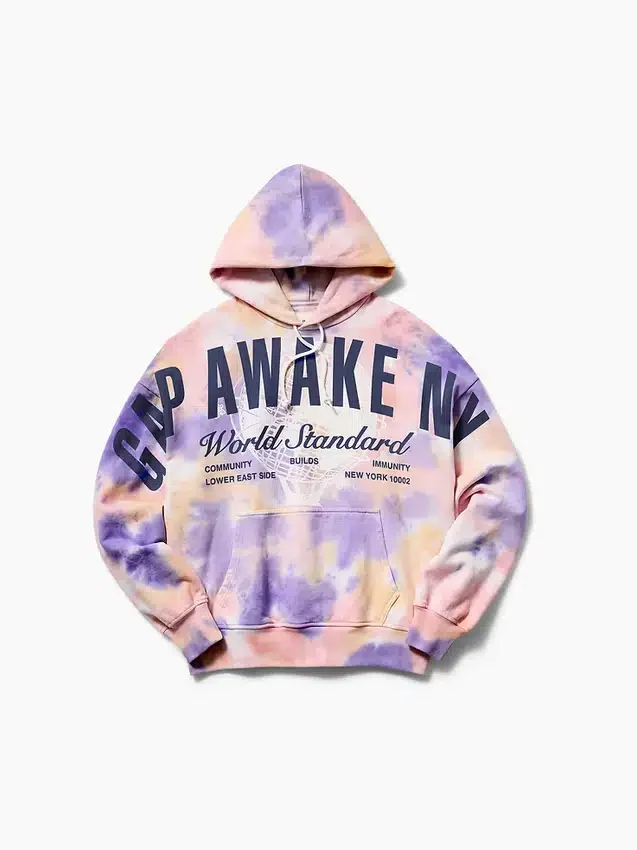 Gap × Awake Ny – bluza z kapturem z grubej dzianiny polarowej z nadrukowanym logo w stylu oversize