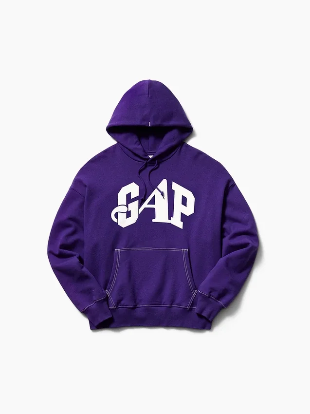 Gap × Awake Ny – bluza z kapturem z grubej dzianiny polarowej z nadrukowanym logo w stylu oversize