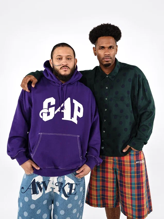 Gap × Awake Ny – bluza z kapturem z grubej dzianiny polarowej z nadrukowanym logo w stylu oversize