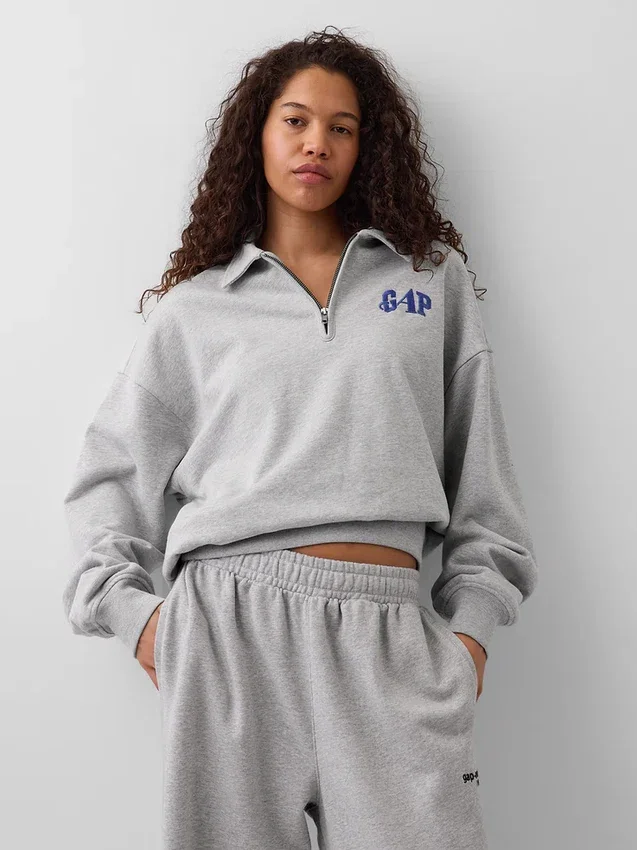GAP × Awake Ny – gruby sweter oversize z zamkiem do jednej czwartej długości