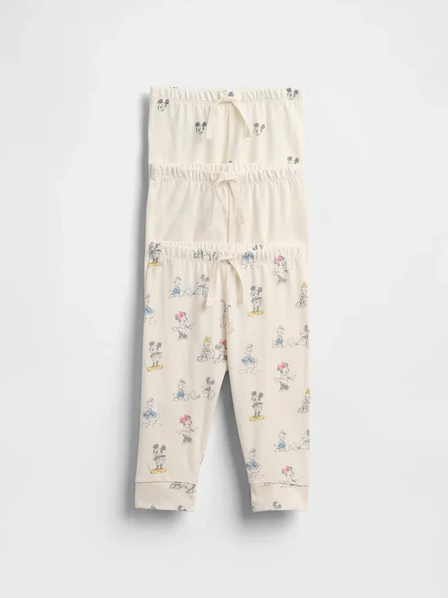GAP × Disney Baby – spodnie z bawełny organicznej zakładane przez głowę (zestaw 3 szt.)