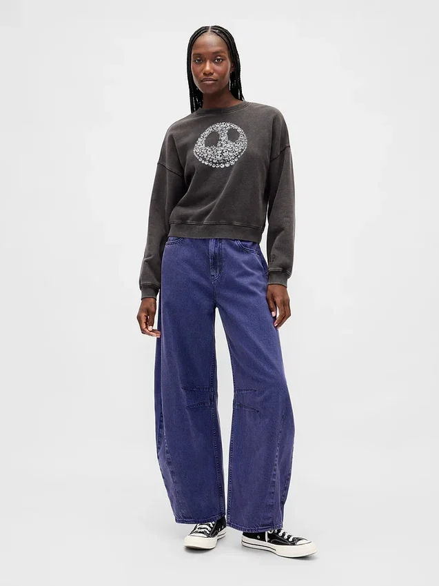 GAP × Disney „Miasteczko Halloween” Tima Burtona – gruba bluza z nadrukiem czaszek
