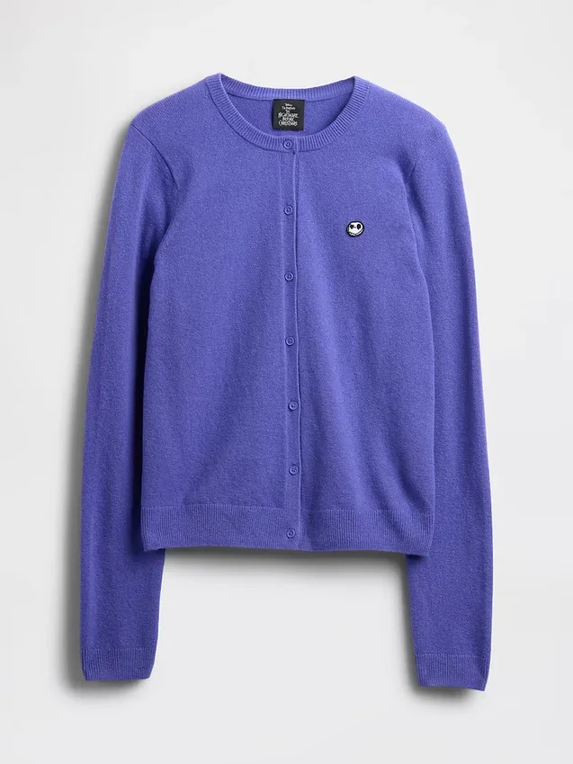 GAP × Disney „Miasteczko Halloween” Tima Burtona – kardigan z motywem czaszek z dzianiny CashSoft