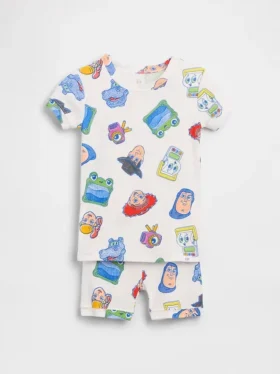 GAP × Disney Niemowlęta i Maluchy – zestaw piżamowy z organicznej szczotkowanej bawełny z krótkimi szortami