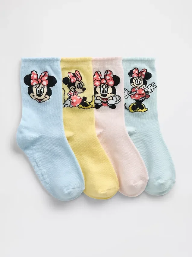 GAP × Disney – skarpetki z krótką cholewką dla małych dzieci z motywem Myszki Minnie (pakiet 4 par)