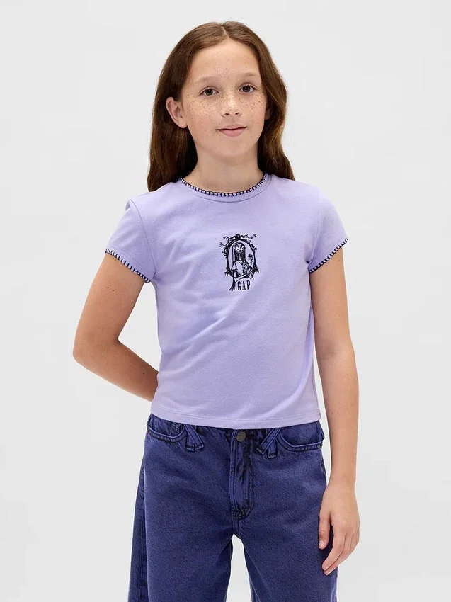 Gap × Disney „The Nightmare Before Christmas” T-shirt dziecięcy z nadrukiem w stylu „shrunken”