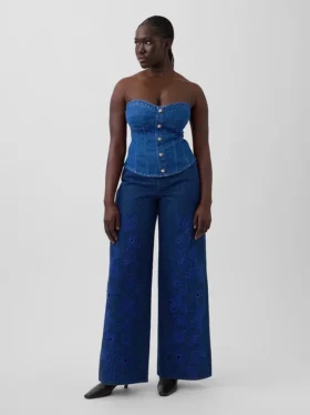 Gap × Hfr – jeansy z niskim stanem i kwiatowym wzorem, bardzo luźne, marki Atelier Ndigo