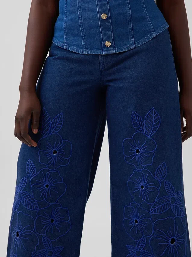 Gap × Hfr – jeansy z niskim stanem i kwiatowym wzorem, bardzo luźne, marki Atelier Ndigo