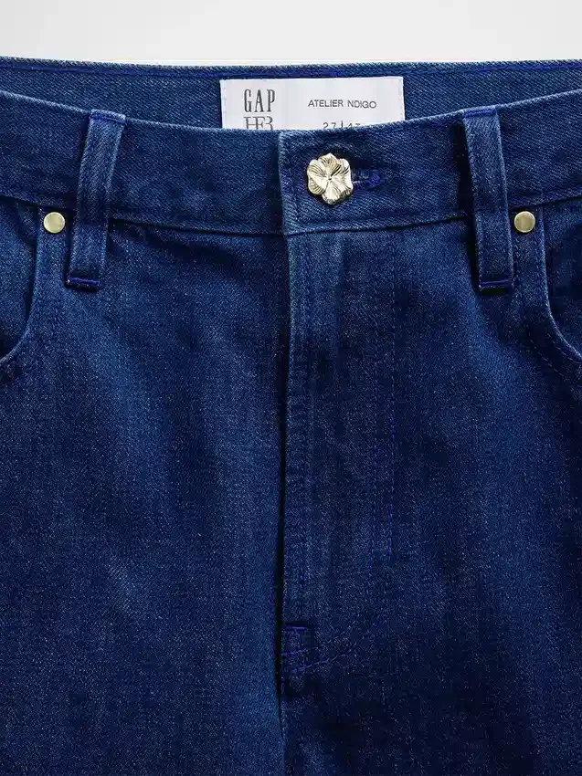 Gap × Hfr – jeansy z niskim stanem i kwiatowym wzorem, bardzo luźne, marki Atelier Ndigo