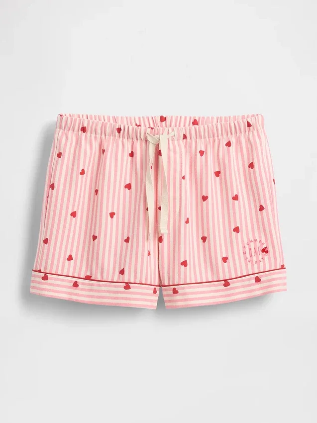 Gap × Summer Fridays Flanelowe szorty piżamowe z motywem serc