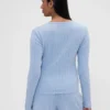 GAP × Summer Fridays – koszulka piżamowa typu henley z dzianiny typu pointelle