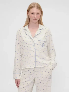 Gap × Summer Fridays Luźna flanelowa koszula piżamowa w kropki
