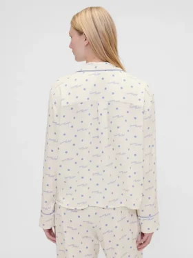 Gap × Summer Fridays Luźna flanelowa koszula piżamowa w kropki
