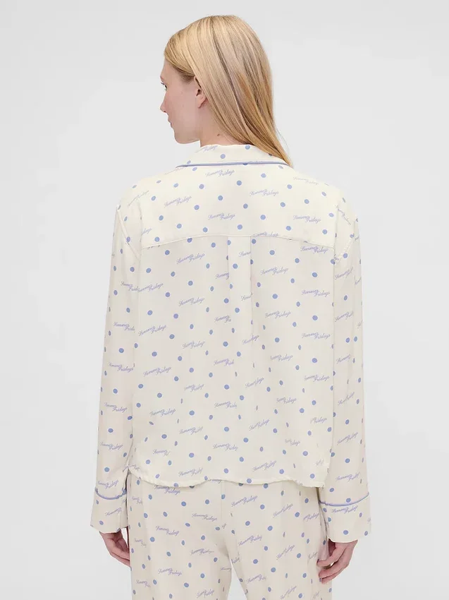 Gap × Summer Fridays Luźna flanelowa koszula piżamowa w kropki