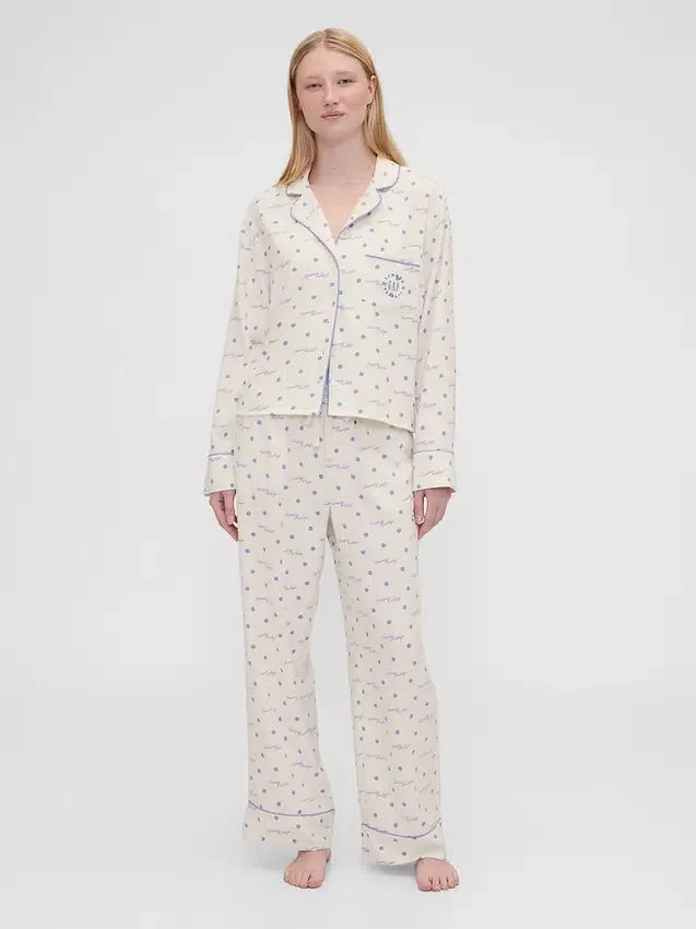Gap × Summer Fridays Luźna flanelowa koszula piżamowa w kropki