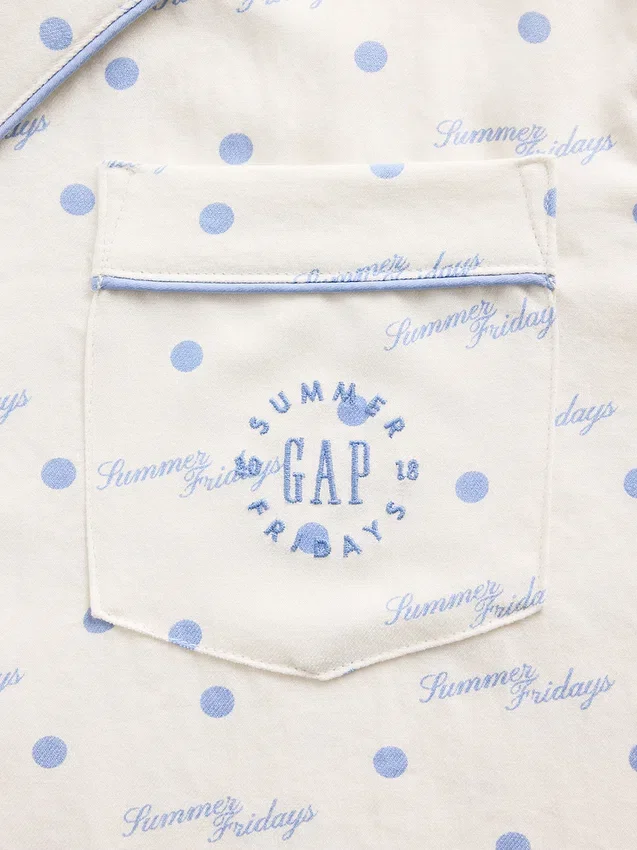 Gap × Summer Fridays Luźna flanelowa koszula piżamowa w kropki