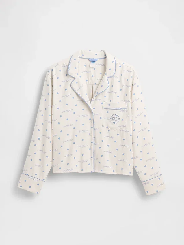Gap × Summer Fridays Luźna flanelowa koszula piżamowa w kropki