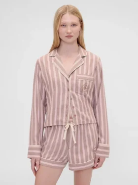 GAP × Summer Fridays Luźna flanelowa koszula piżamowa w paski