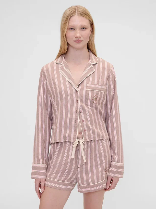 GAP × Summer Fridays Luźna flanelowa koszula piżamowa w paski