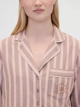 GAP × Summer Fridays Luźna flanelowa koszula piżamowa w paski