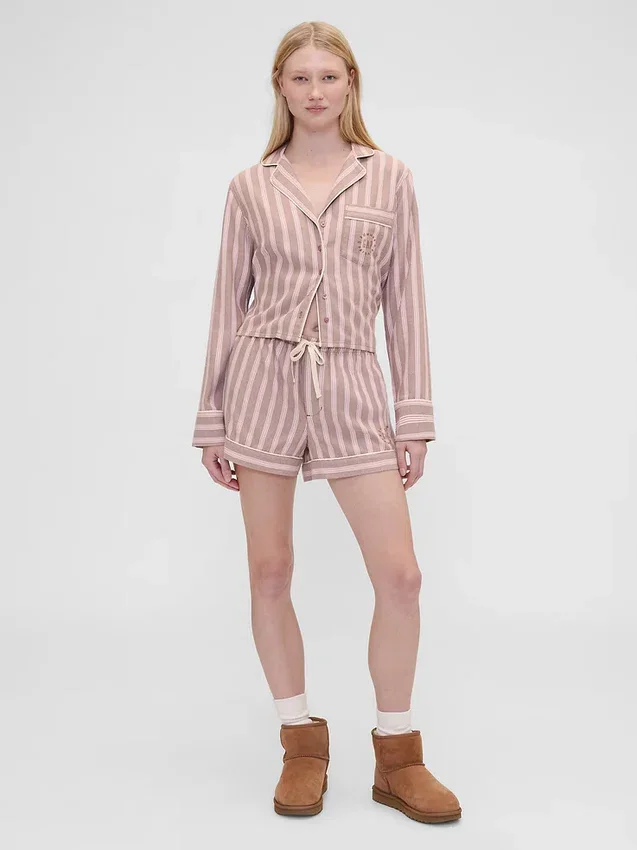 GAP × Summer Fridays Luźna flanelowa koszula piżamowa w paski