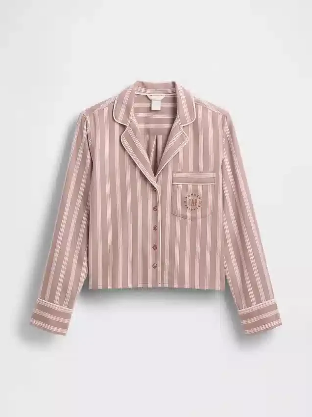 GAP × Summer Fridays Luźna flanelowa koszula piżamowa w paski