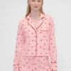 GAP × Summer Fridays Luźna flanelowa koszula piżamowa w serduszka