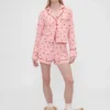 GAP × Summer Fridays Luźna flanelowa koszula piżamowa w serduszka