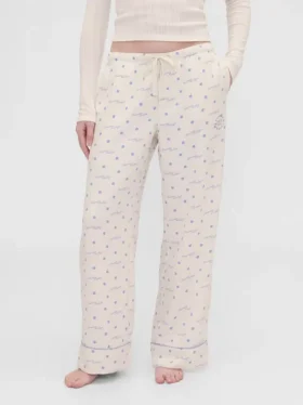 Gap × Summer Fridays Luźne flanelowe spodnie piżamowe w kropki