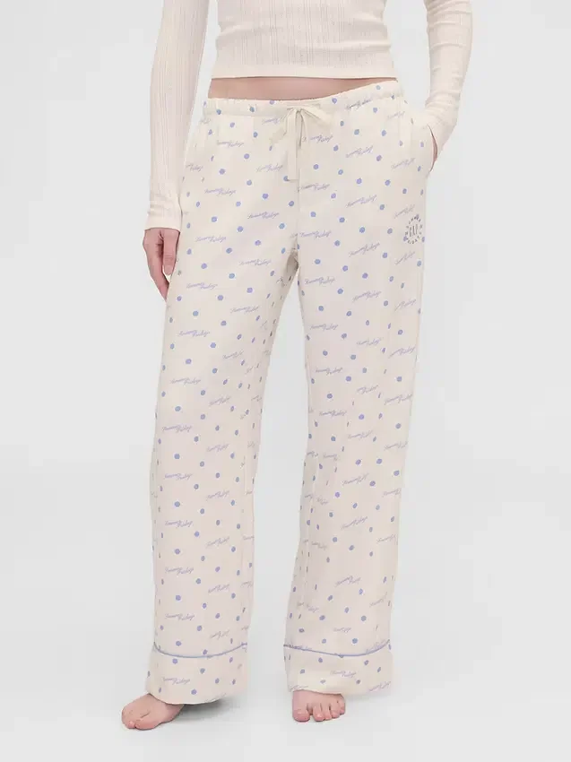 Gap × Summer Fridays Luźne flanelowe spodnie piżamowe w kropki