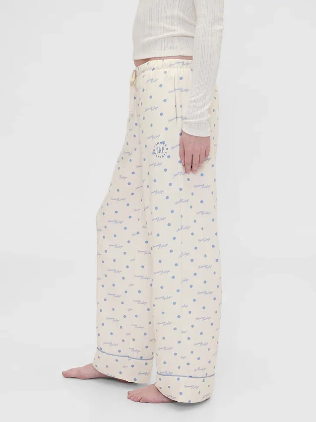 Gap × Summer Fridays Luźne flanelowe spodnie piżamowe w kropki