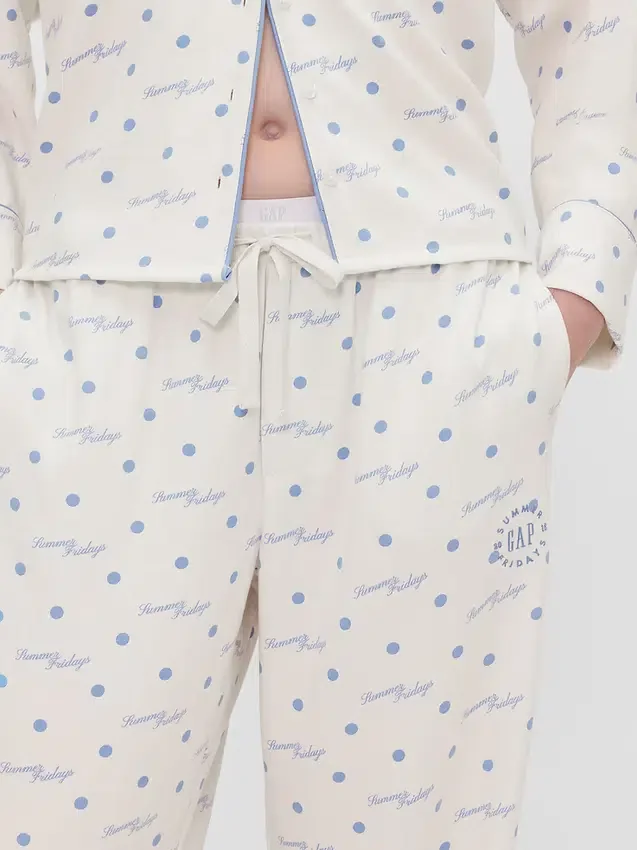Gap × Summer Fridays Luźne flanelowe spodnie piżamowe w kropki