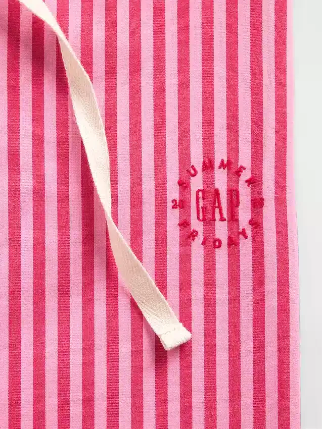 Gap × Summer Fridays Luźne spodnie piżamowe w paski z popeliny