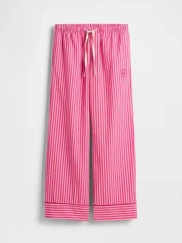 Gap × Summer Fridays Luźne spodnie piżamowe w paski z popeliny