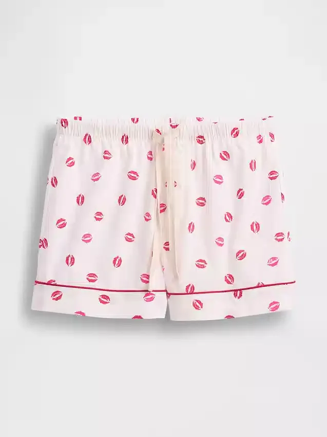 Gap × Summer Fridays Poplinowe szorty piżamowe typu boxer z nadrukiem „Kiss”